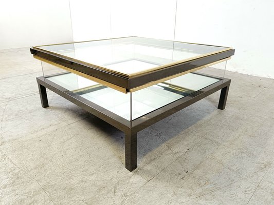 Vintage Sliding Glass Coffee Table by Maison Jansen, 1970s-IRH-1738935