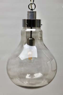 Vintage Smoked Glass Pendant Ceiling Light in the Shape of a Big Bulb, 1960s-MJY-1150355