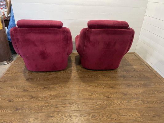 Vintage Sofa and Chairs in Red, Set of 3-HVX-1730624