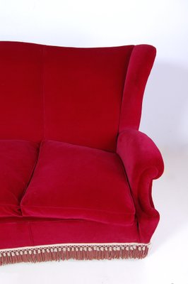 Vintage Sofa in Red Velvet, 1950s-XSG-1366561