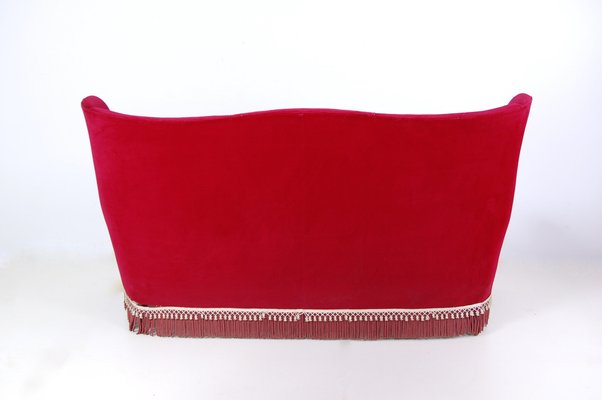 Vintage Sofa in Red Velvet, 1950s-XSG-1366561