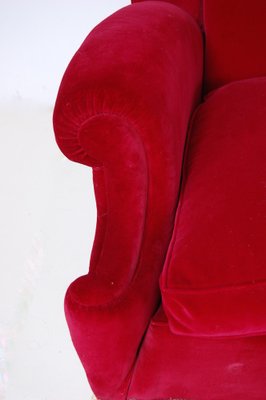 Vintage Sofa in Red Velvet, 1950s-XSG-1366561