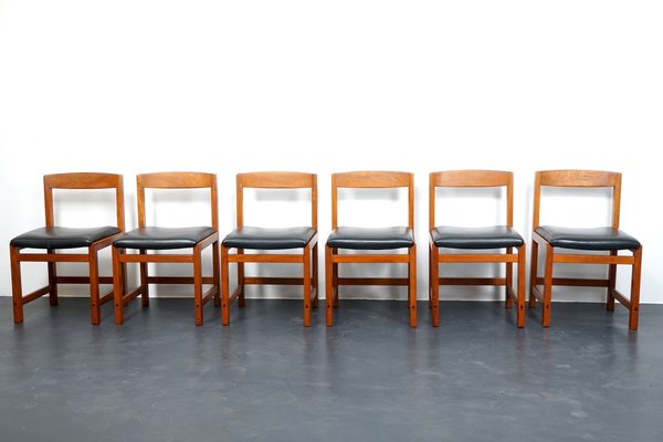 Vintage Solid Teak Dining Chairs, Denmark, 1960s, Set of 6-CIP-1065295