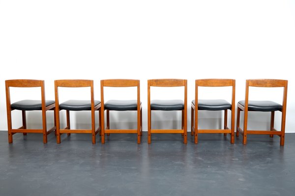 Vintage Solid Teak Dining Chairs, Denmark, 1960s, Set of 6-CIP-1065295