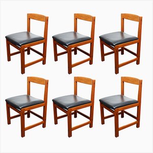 Vintage Solid Teak Dining Chairs, Denmark, 1960s, Set of 6-CIP-1065295