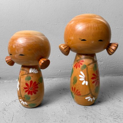 Vintage Sosaku Kokeshi Dolls by Uchida Schinichiro, Japan, 1960s, Set of 2-DWL-1786494