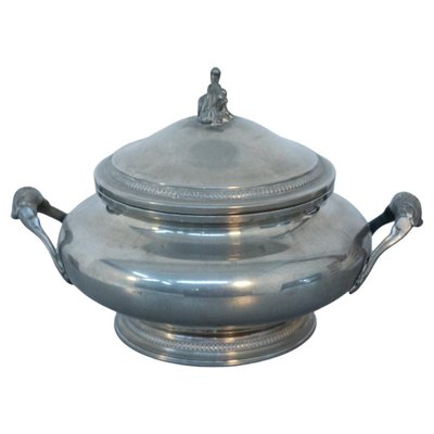 Vintage Soup Tureen in Silver Metal With Lid-RCE-1230477