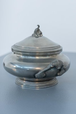 Vintage Soup Tureen in Silver Metal With Lid-RCE-1230477