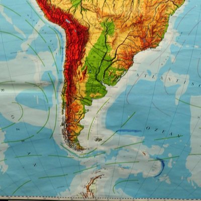 Vintage South America American Continent Pull Down Map-KJP-1149225