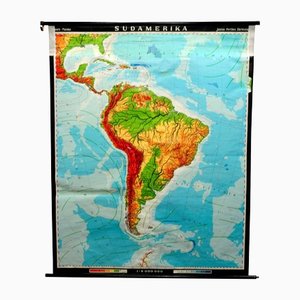 Vintage South America American Continent Pull Down Map-KJP-1149225