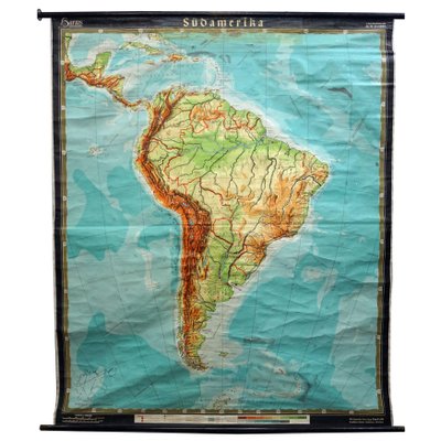 Vintage South America Pull Down Map Wall Chart Poster-KJP-1149224