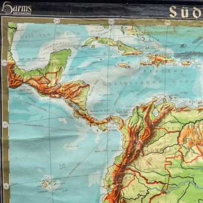 Vintage South America Pull Down Map Wall Chart Poster-KJP-1149224