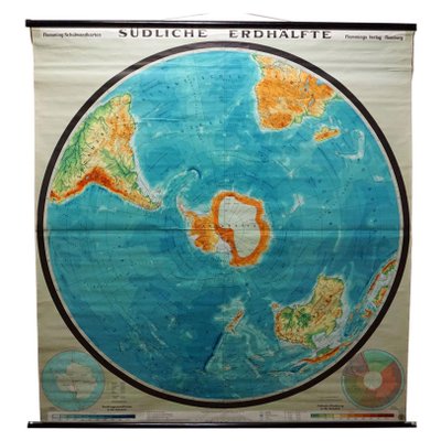 Vintage Southern Hemisphere of the Earth Rollable Map Wall Chart-KJP-1149296