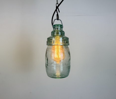 Vintage Soviet Green Glass Hanging Light, 1960s-CGF-1767555