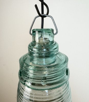 Vintage Soviet Green Glass Hanging Light, 1960s-CGF-1767555