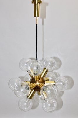 Vintage Space Age 12-Arm Atomic Sputnik Lamp in Brass from J. T. Kalmar, Vienna, 1970s-NB-956203