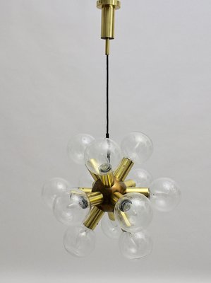 Vintage Space Age 12-Arm Atomic Sputnik Lamp in Brass from J. T. Kalmar, Vienna, 1970s-NB-956203