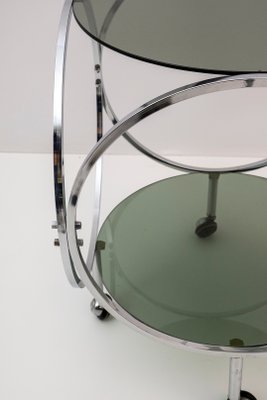 Vintage Space Age Coffee Table in Steel and Smoked Glass, 1970s-FER-1071349