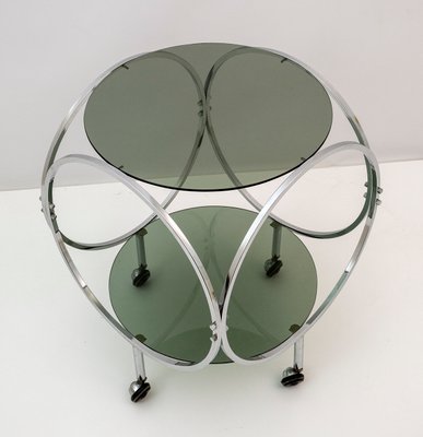 Vintage Space Age Coffee Table in Steel and Smoked Glass, 1970s-FER-1071349