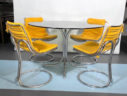 Vintage Space Age Dinner Table and Chairs in the style of Gastone Rinaldi, 1960s, Set of 5-OT-1426410