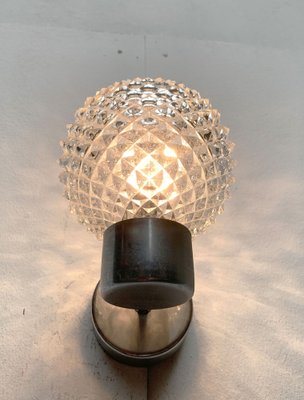 Vintage Space Age Glass and Metal Wall Lamp Sconce, 1970s, Set of 2-UAH-1240900