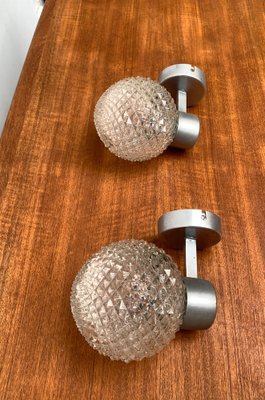 Vintage Space Age Glass and Metal Wall Lamp Sconce, 1970s, Set of 2-UAH-1240900