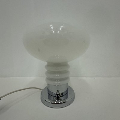 Vintage Space Age Table Lamp in Opaline and Chrome, 1970s-BGP-1812980