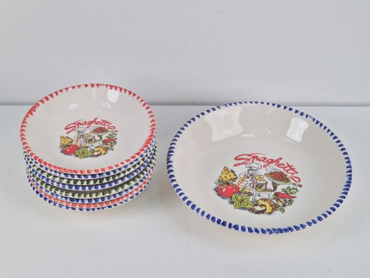 Vintage Spaghetti Plates & Serving Bowl Pasta from CMS Italy, 1980s, Set of 9-AXJ-2033997