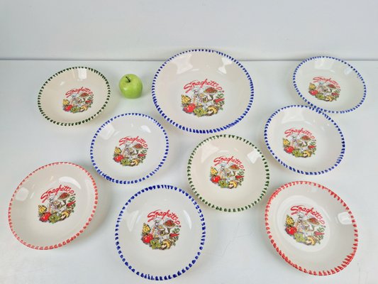 Vintage Spaghetti Plates & Serving Bowl Pasta from CMS Italy, 1980s, Set of 9-AXJ-2033997