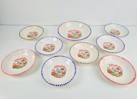 Vintage Spaghetti Plates & Serving Bowl Pasta from CMS Italy, 1980s, Set of 9-AXJ-2033997