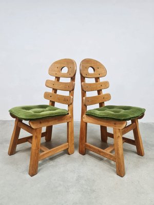 Vintage Spanish Oak Fishbone Chairs, 1970, Set of 2-BW-2013021