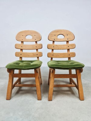 Vintage Spanish Oak Fishbone Chairs, 1970, Set of 2-BW-2013021