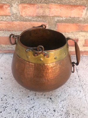 Vintage Spanish Patinated Copper Pot, 1970s-NOU-827538