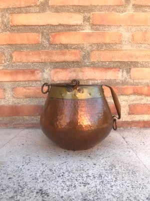 Vintage Spanish Patinated Copper Pot, 1970s-NOU-827538