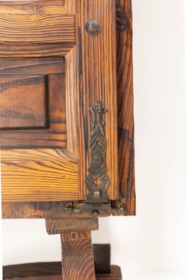 Vintage Spanish Pine and Wrought Iron Cocktail Bar Cabinet-RIU-1183478