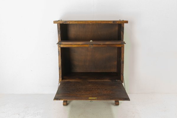 Vintage Spanish Pine and Wrought Iron Cocktail Bar Cabinet-RIU-1183478