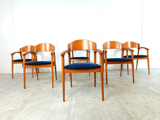 Vintage Spanish Wooden Armchairs, 1990s Set of 6-IRH-1819215