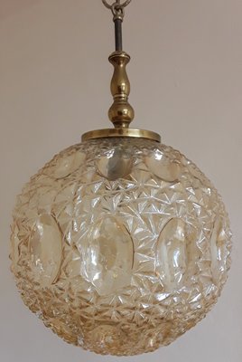 Vintage Spherical Shaped Ceiling Lamp in Tinted Relief Glass, 1979-HOI-1389600