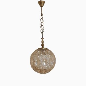 Vintage Spherical Shaped Ceiling Lamp in Tinted Relief Glass, 1979-HOI-1389600