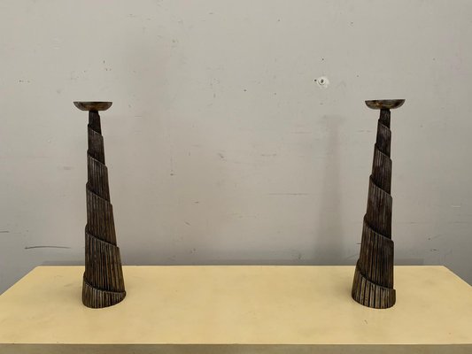 Vintage Spiral Architectural Candlesticks, 1980, Set of 2-IJR-1767830