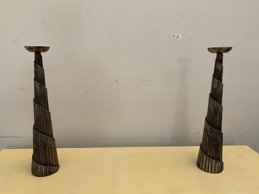 Vintage Spiral Architectural Candlesticks, 1980, Set of 2-IJR-1767830