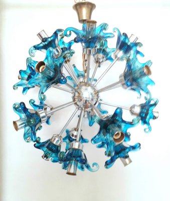 Vintage Sputnik Chandelier in Blue Glass from Mazzega, 1960s-XUQ-1426481