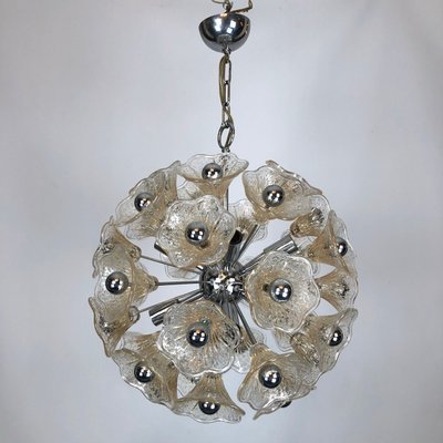 Vintage Sputnik Chandelier with 35 Glass Flowers from Venini, 1970s-OT-947523