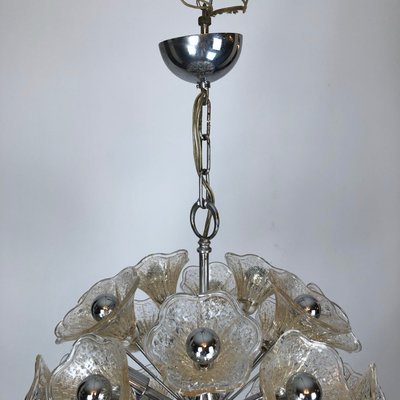 Vintage Sputnik Chandelier with 35 Glass Flowers from Venini, 1970s-OT-947523