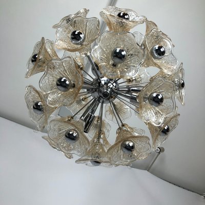 Vintage Sputnik Chandelier with 35 Glass Flowers from Venini, 1970s-OT-947523