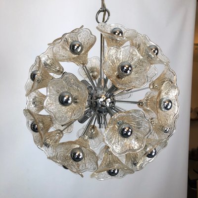 Vintage Sputnik Chandelier with 35 Glass Flowers from Venini, 1970s-OT-947523