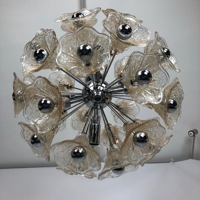 Vintage Sputnik Chandelier with 35 Glass Flowers from Venini, 1970s-OT-947523