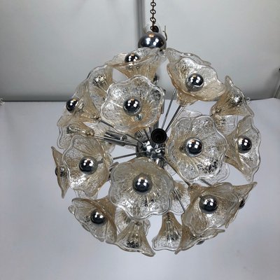 Vintage Sputnik Chandelier with 35 Glass Flowers from Venini, 1970s-OT-947523