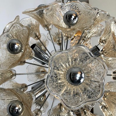 Vintage Sputnik Chandelier with 35 Glass Flowers from Venini, 1970s-OT-947523