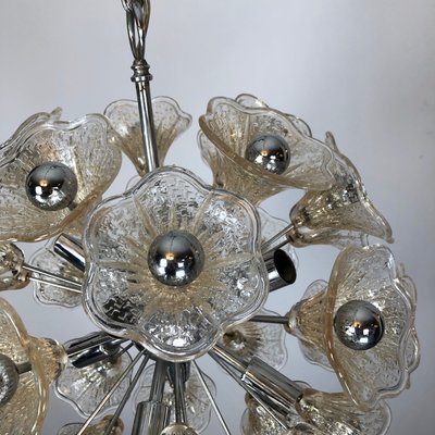 Vintage Sputnik Chandelier with 35 Glass Flowers from Venini, 1970s-OT-947523